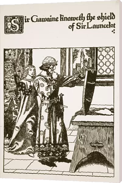 Sir Gawaine knoweth the shield of Sir Launcelot, illustration from