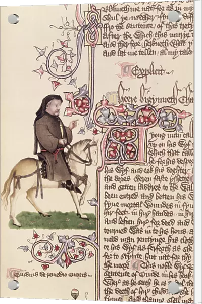 Portrait of Geoffrey Chaucer (c. 1342-1400) facsimile from The Canterbury Tales