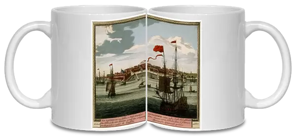 New Amsterdam from the Water, 1702 (hand-coloured engraving)