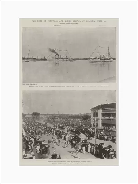The Duke of Cornwall and Yorks Arrival at Colombo, 12 April (b  /  w photo)