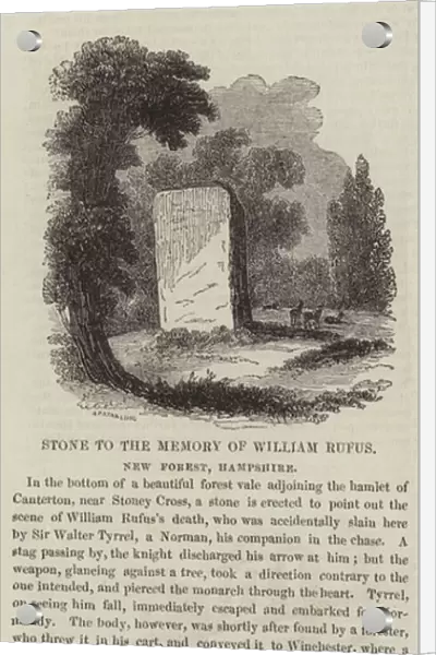 Stone to the Memory of William Rufus, New Forest, Hampshire (engraving)