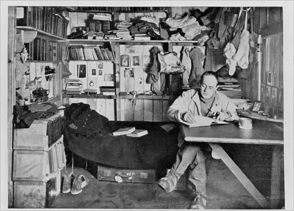 Captain Scott in his den at Winter Quarters, 1911 (b  /  w photo)