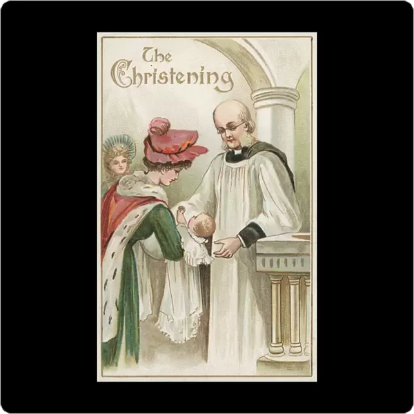 A Christening (colour litho)