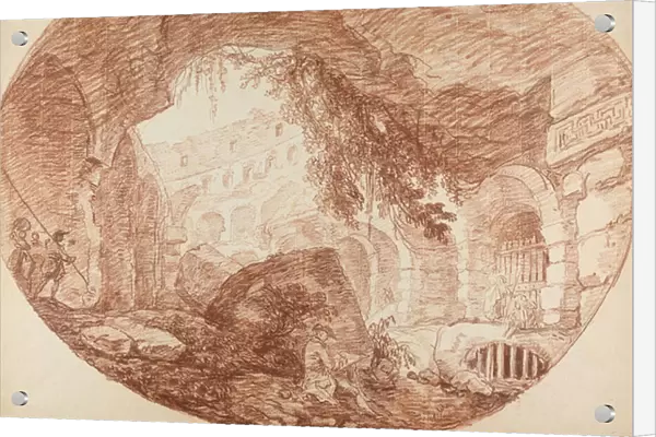 An Artist Seated in the Ruins of the Colosseum, c. 1759 (red chalk, on ivory laid paper