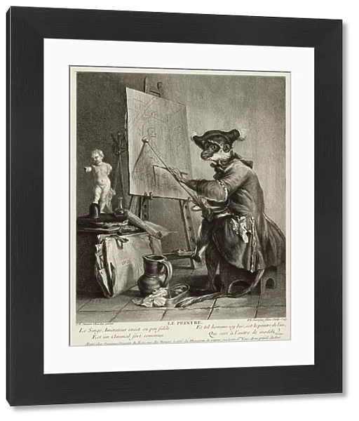 The Monkey Painter, 1743 (etching with engraving in black on ivory laid paper)