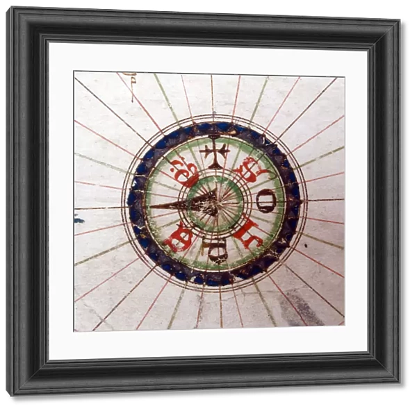 Compass point, Renaissance map of Europe, Jacopo Russo (after) 1528