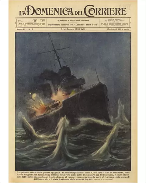 A naval episode of the Spanish War (Colour Litho)
