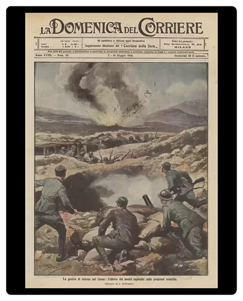 The trench war on the Karst, the effect of our explosives on enemy positions (colour litho)