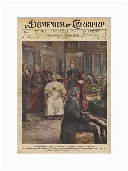 Paderewski in the Vatican (colour litho)