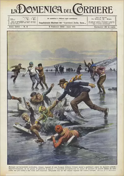 During a school excursion, five young people from a German village had started skating... (colour litho)