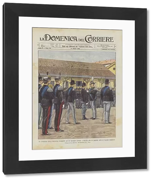 The Presentation Of The Silver Medal To An Alpine Soldier, In Milan, For A Great Act Of Valor Accomplished (colour litho)