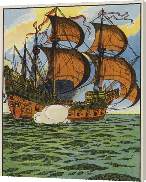 Ships of the Spanish Armada (colour litho)