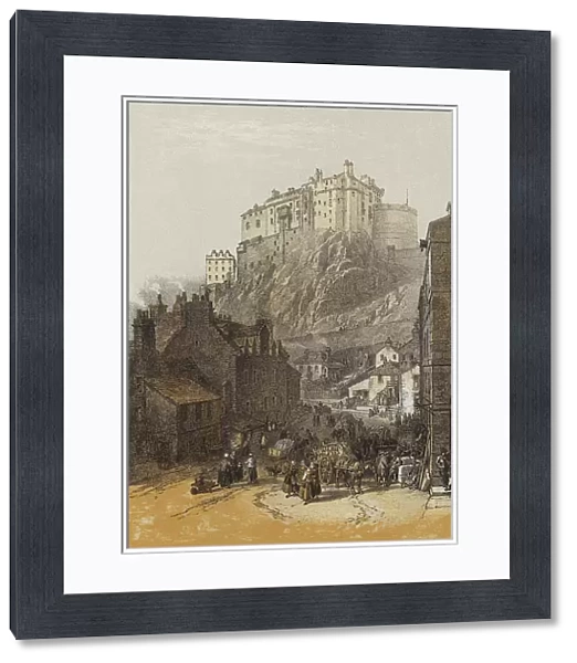 Edinburgh Castle, from the Grassmarket (chromolitho)
