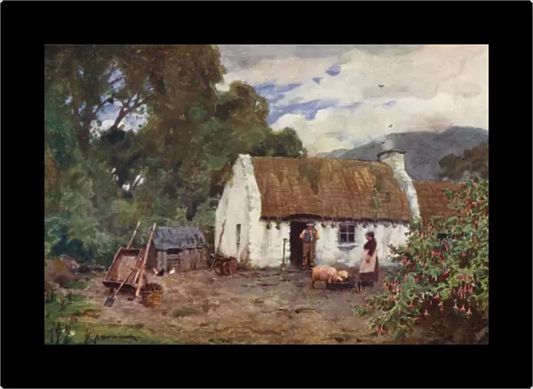 Irish Cottage Life in County Donegal (colour litho)