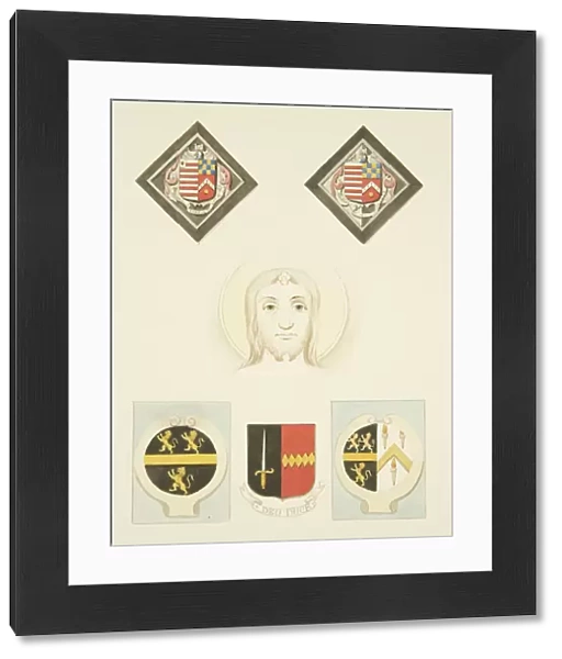 Stained Glass, Escutcheons and Coats-of-Arms in St Peters Church (w  /  c on paper)