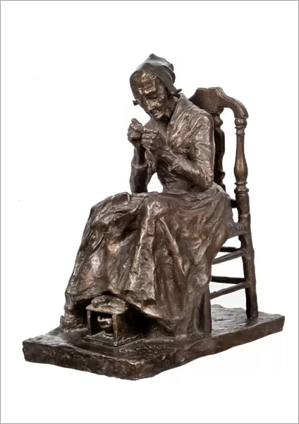 Old Woman Mending her Linen (bronze)