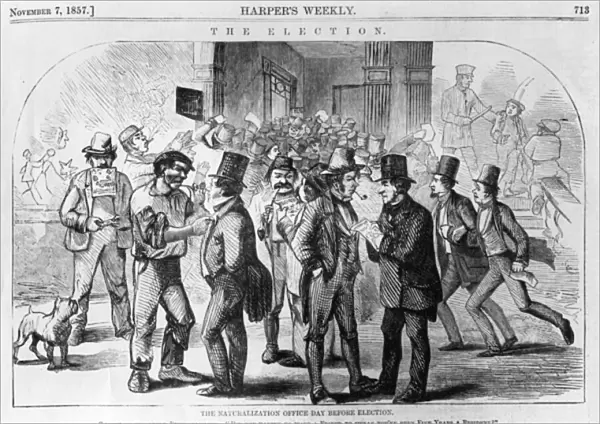 The Naturalisation Office Day Before Election, published in Harpers Weekly