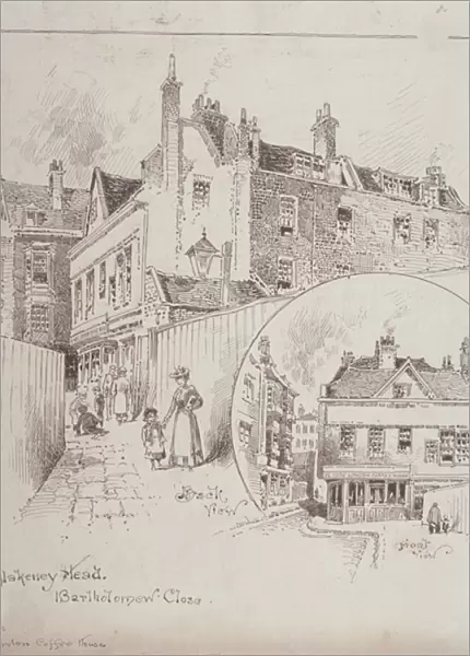 Back view of the Old Blakeney Head Inn, Bartholomew Close, London, c