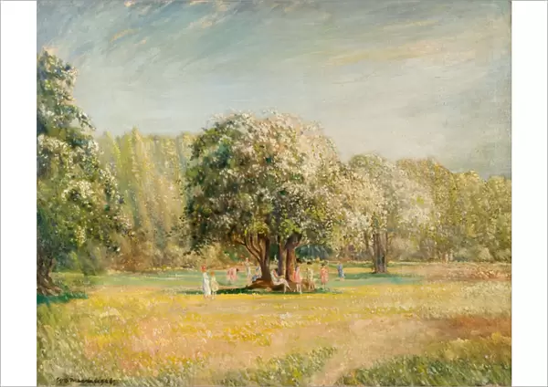Blossom Time, Epping Forest, Essex (oil on canvas)