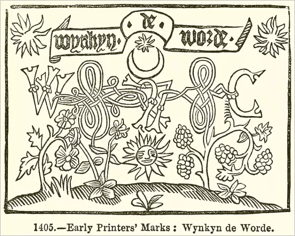 Early Printers Marks: Wynkyn de Worde (engraving)