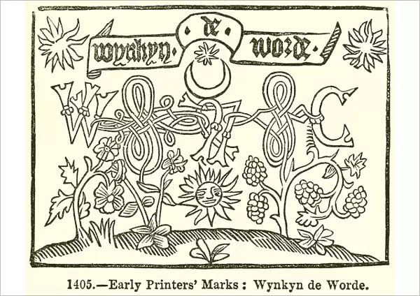 Early Printers Marks: Wynkyn de Worde (engraving)