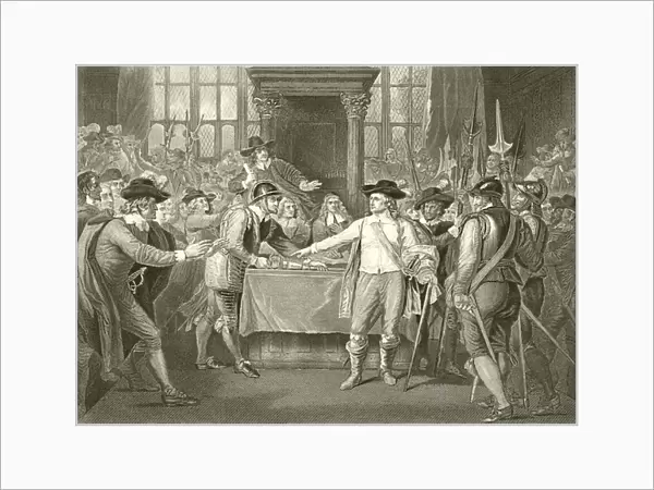 Oliver Cromwell dissolving the Long Parliament (engraving)