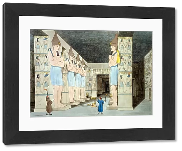 Interior of Rameses Temple at Abu Simbel (coloured etching)