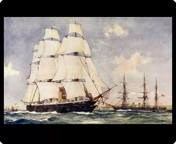 Britains First Two Ironclads (colour litho)
