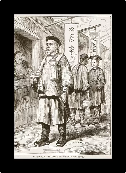Chinaman selling the Pekin Gazette, illustration from Cassell