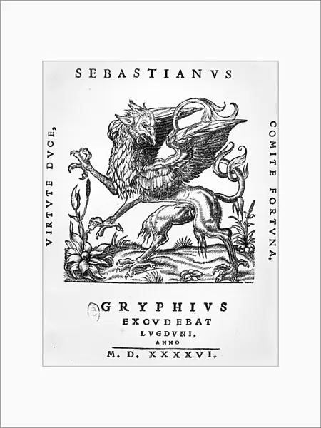 Griffin printers emblem of Sebastianus Gryphius, Lyon, 1546 (woodcut)