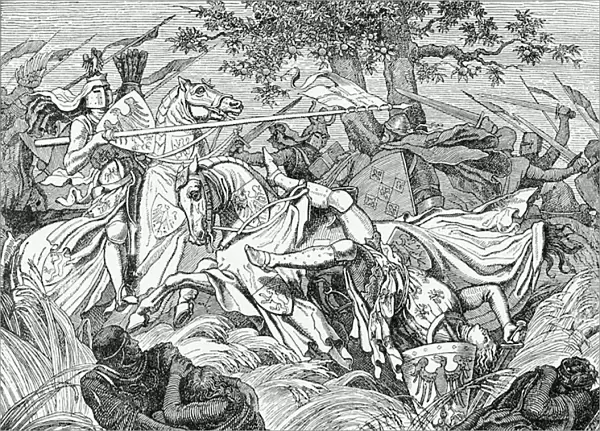 The death of Manfred at the Battle of Benevento, 26 February 1266, 1882 (litho)