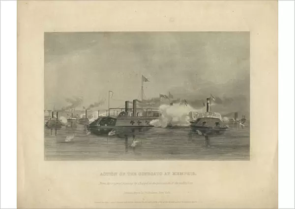 Action of the Gunboats at Memphis, c. 1865 (engraving)