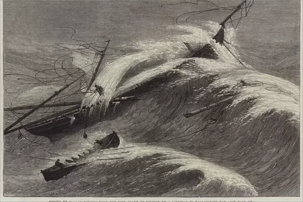 Rescue of Eleven Persons from the Ship Alarm of Belfast by a Lifeboat in Ballycotton Bay (engraving)