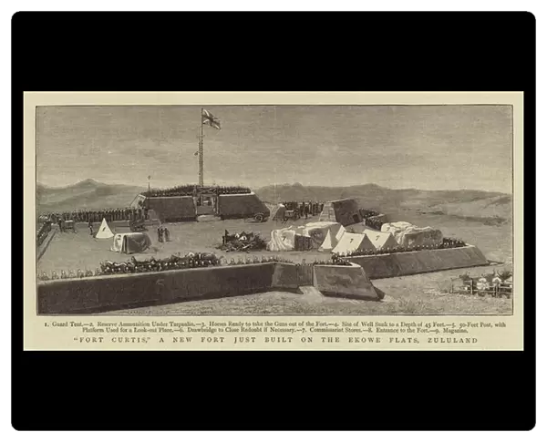 'Fort Curtis, 'a New Fort just built on the Ekowe Flats, Zululand (engraving)
