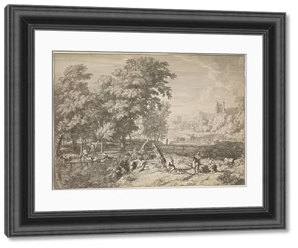 Landscape with bathers (etching)