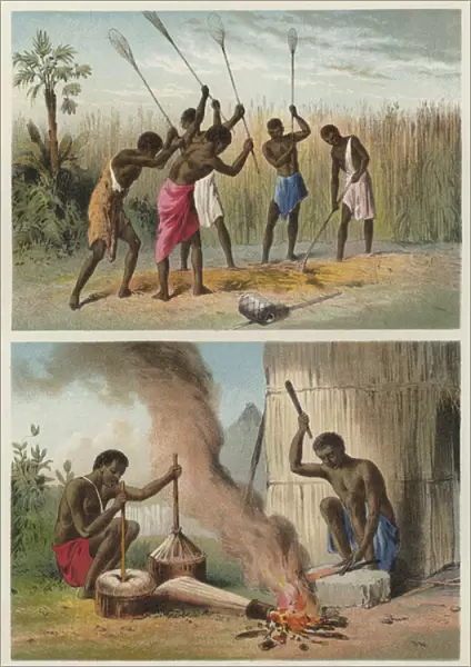 Beating Sorgo, Village Blacksmiths (chromolitho)