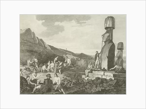 Inhabitants and monuments of Easter Island (engraving)