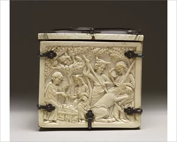 Lid of a Casket depicting the Castle of Love and Knights Jousting, c
