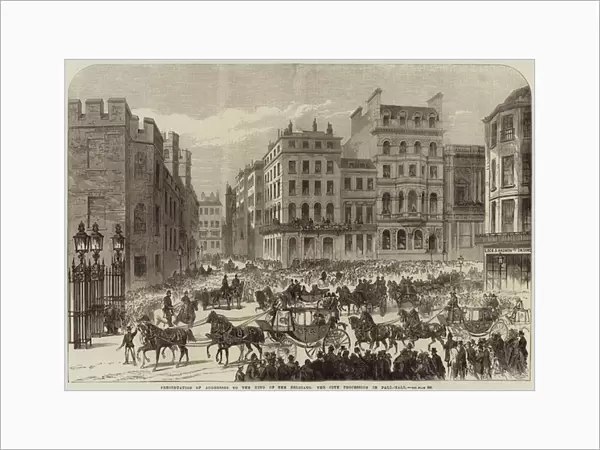 Presentation of Addresses to the King of the Belgians, the City Procession in Pall-Mall (engraving)