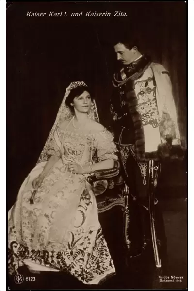 Ak Emperor Charles I and Empress Zita of Hungary, NPG 6123 (b  /  w photo)