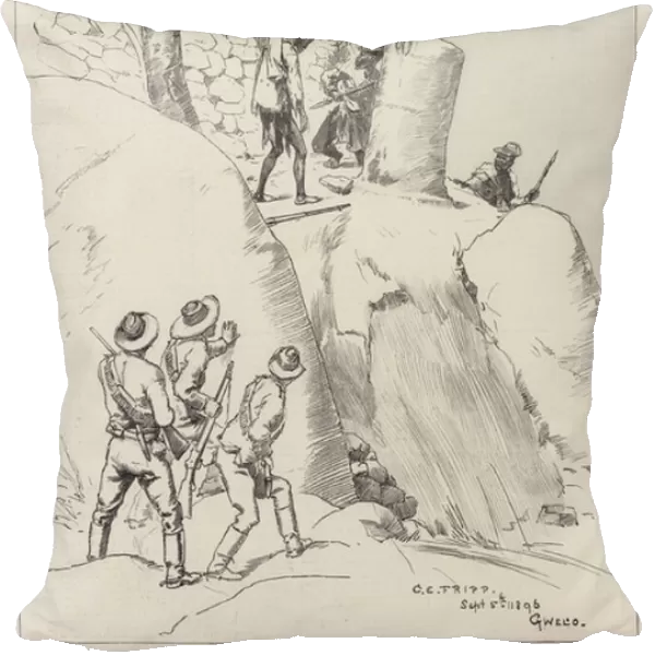 The Rising in Rhodesia, Fighting in the Granite Kopjes near Gwelo (engraving)