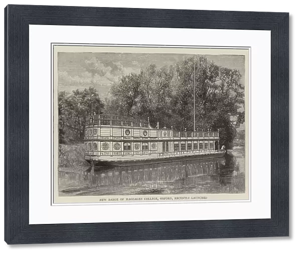 New Barge of Magdalen College, Oxford, recently launched (engraving)