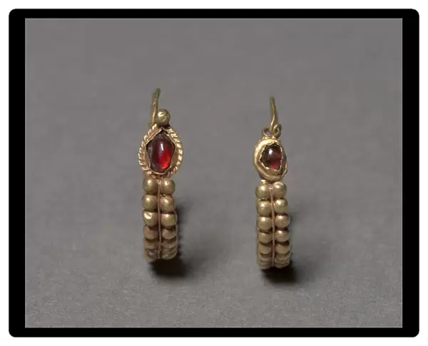 Earring (one of a pair), 100 BC-100 (gold and garnet)