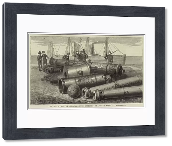 The Dutch War in Sumatra, Guns captured at Acheen lying at Rotterdam (engraving)