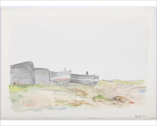 Fishing Cobles, Holy Island, 1895 (pencil & w  /  c on paper)