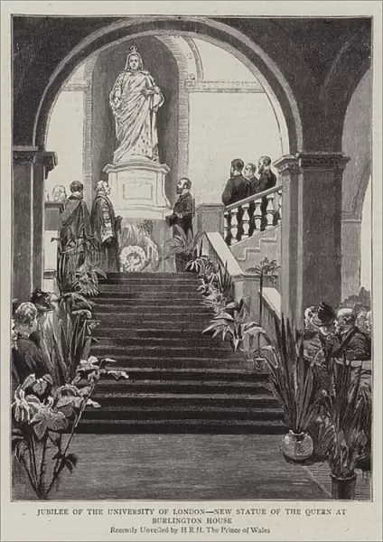 Jubilee of the University of London, New Statue of the Queen at Burlington House (engraving)