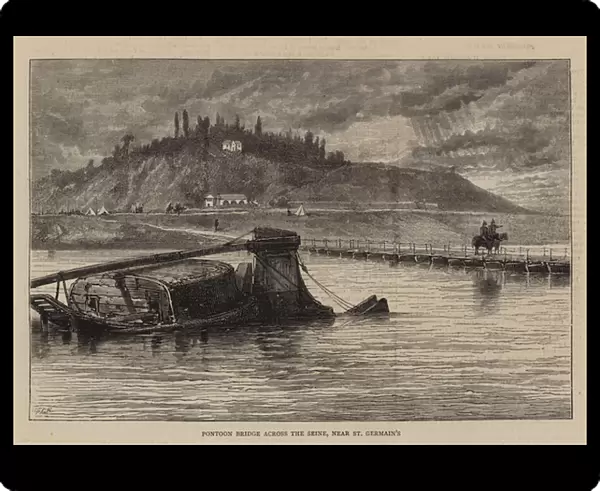 Pontoon Bridge across the Seine, near St Germains (engraving)