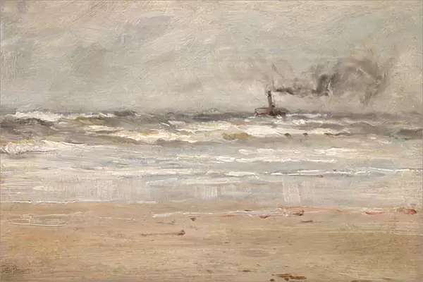 A Steamer in Dirty Weather (oil on panel)