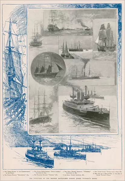 The Royal Navy in the Victorian era: the evolution of the battleship during the Queens reign (photogravure)