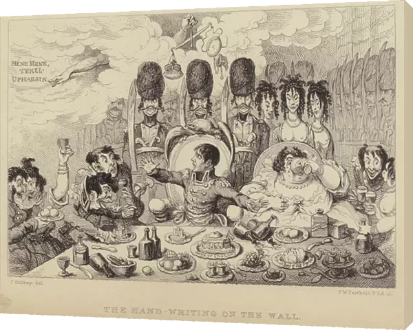The Hand-writing on the Wall: parody on Belshazzars feast depicting Napoleon and his wife Josephine, 1803 (engraving)